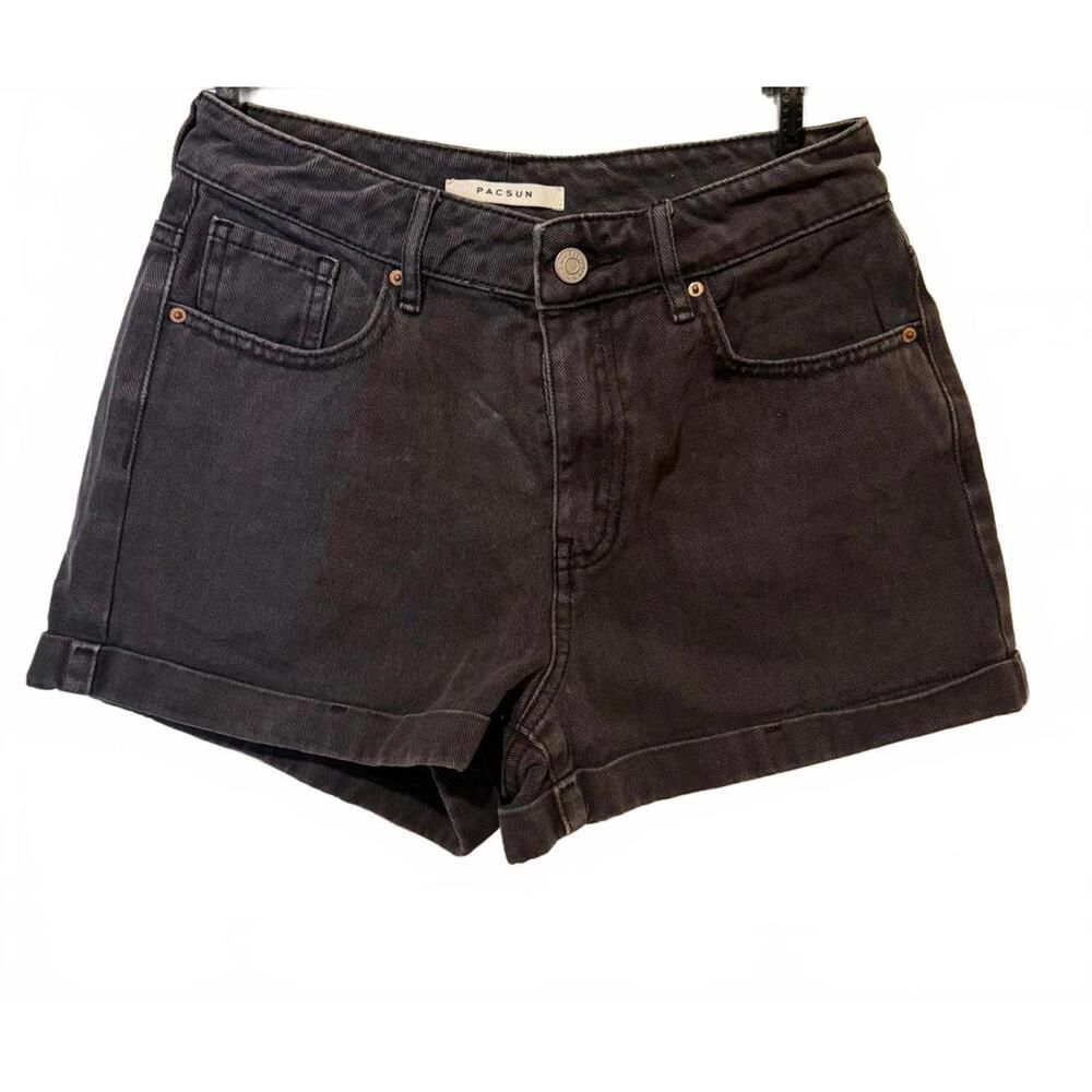 PacSun Mom Shorts Womens Size 25 Black High Rise Denim Cuffed